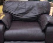 large leather brown sofa and two chairs
